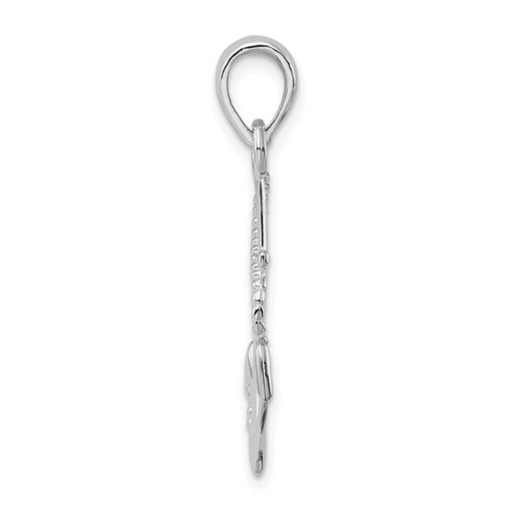 925 Sterling Silver RH Plated 3-D Nautical Anchor with Rope Necklace Charm Chain - Picture 5 of 10